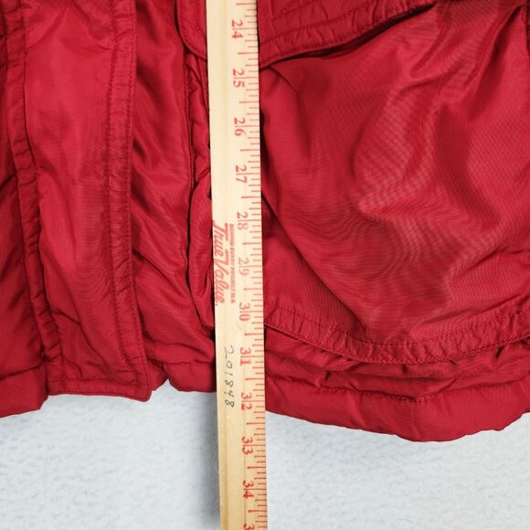 Eddie Bauer Coat Womens Large Red Vintage Goose Down Hooded Parka Casual Outdoor - Picture 7 of 16